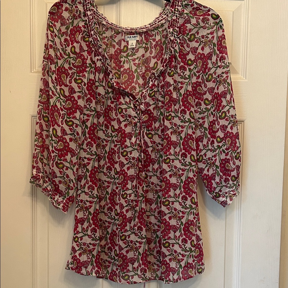 Old Navy Pink Floral Blouse